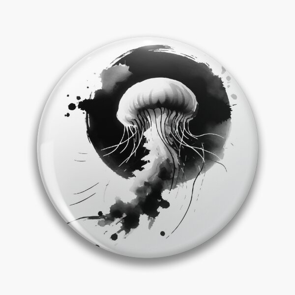 Item preview, Sumie Enso Circle Japanese Brushstroke Jellyfish designed and sold by TomFrontierArt.