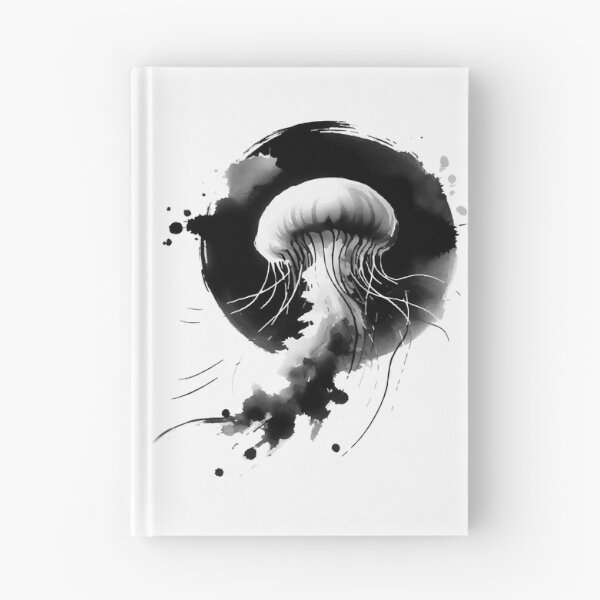 Item preview, Sumie Enso Circle Japanese Brushstroke Jellyfish designed and sold by TomFrontierArt.