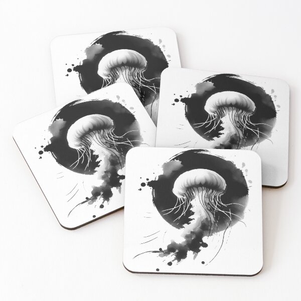 Item preview, Sumie Enso Circle Japanese Brushstroke Jellyfish designed and sold by TomFrontierArt.