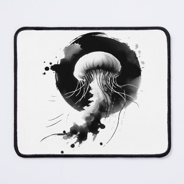 Item preview, Sumie Enso Circle Japanese Brushstroke Jellyfish designed and sold by TomFrontierArt.
