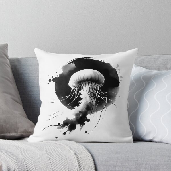 Item preview, Sumie Enso Circle Japanese Brushstroke Jellyfish designed and sold by TomFrontierArt.