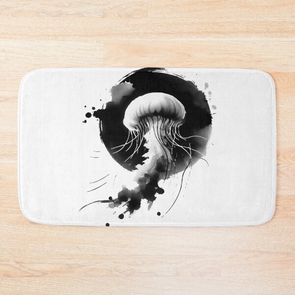 Item preview, Sumie Enso Circle Japanese Brushstroke Jellyfish designed and sold by TomFrontierArt.