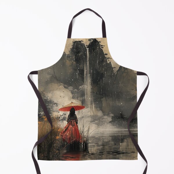Item preview, Traditional Chinese Landscape Watercolor Painting Umbrella Kimono Geisha designed and sold by Nightarcade.