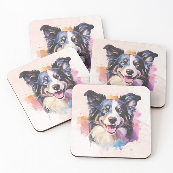 Item preview, Colorful Border Collie Dog Watercolor Art  designed and sold by madtoyman.