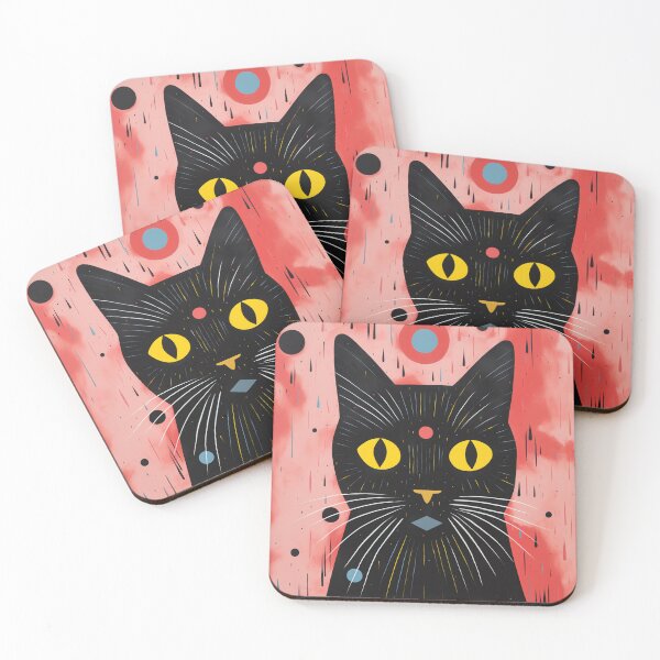 Item preview, Black Cat Art Print, Modern Vibrant Abstract Cat  designed and sold by madtoyman.