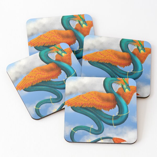 Item preview, Winged Serpent - Teal and Orange designed and sold by StaticKlingShop.