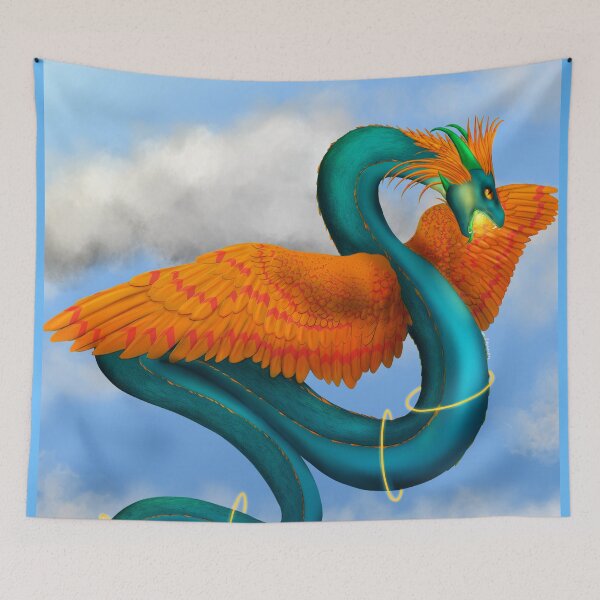 Item preview, Winged Serpent - Teal and Orange designed and sold by StaticKlingShop.