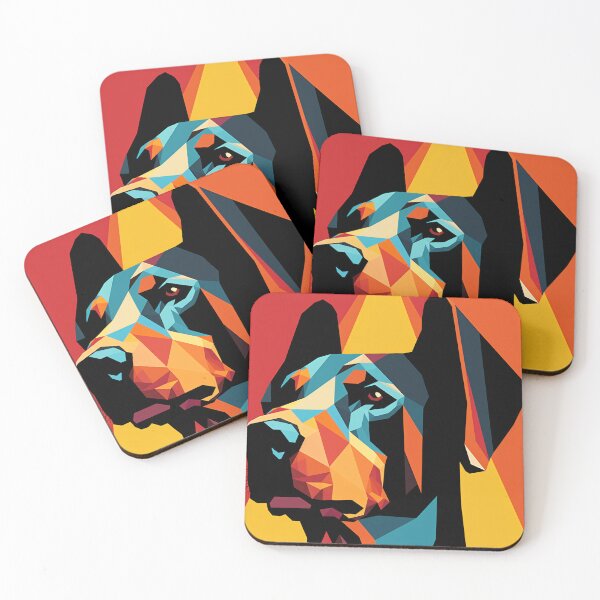 Artikelvorschau, Farbenfroher geometrischer Dobermann-Hund, moderne abstrakte Kunst entworfen und verkauft von madtoyman.