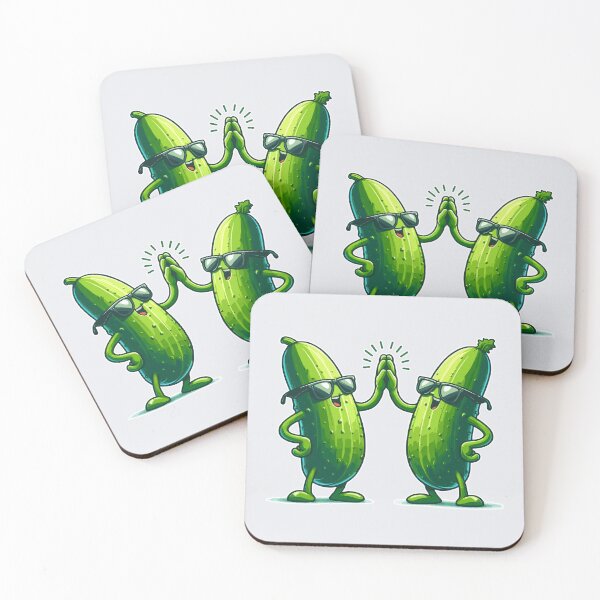 Item preview, High-Five Friends: Green Cucumbers Celebrating Success designed and sold by SplashTastic.