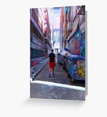 Wandering with Camera - Boy in Lane - Melbourne City Australia Greeting Card