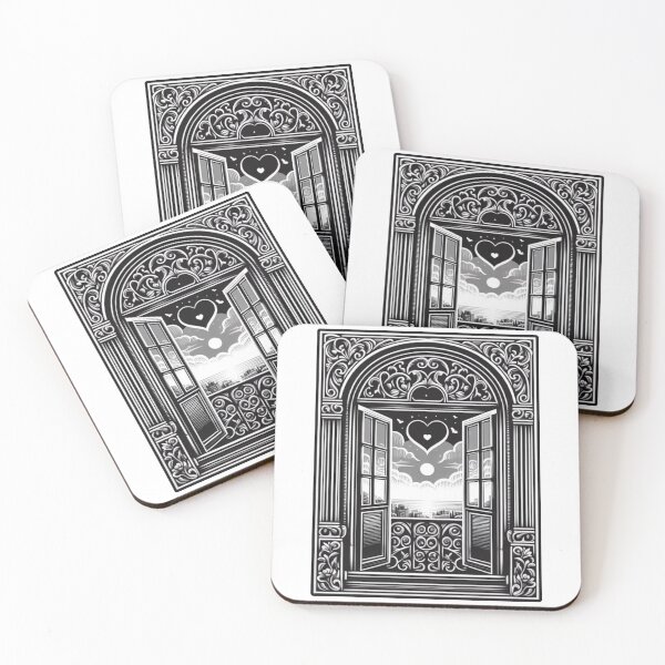 Item preview, a window opened to the outside with heart, black/white designed and sold by bernhagen.
