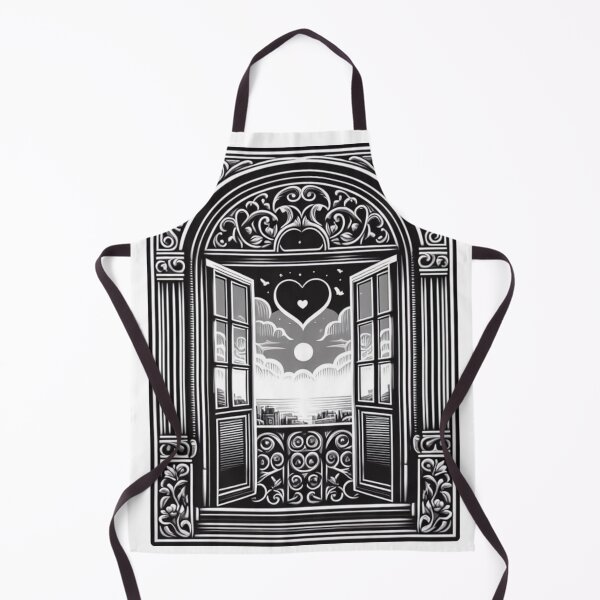 Item preview, a window opened to the outside with heart, black/white designed and sold by bernhagen.