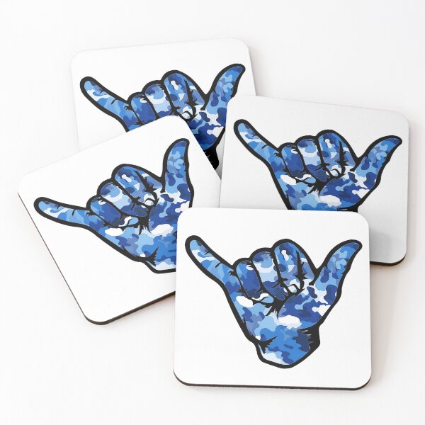 Aperçu de l'œuvre Shaka Hand ALOHA (camouflage militaire bleu clair) créée et vendue par Margival.