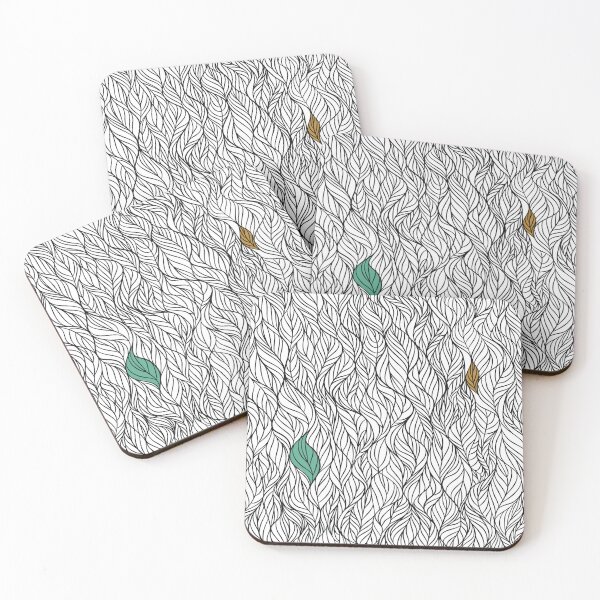 Item preview, black and white seamless pattern of stylized leaves designed and sold by artelleDesign.