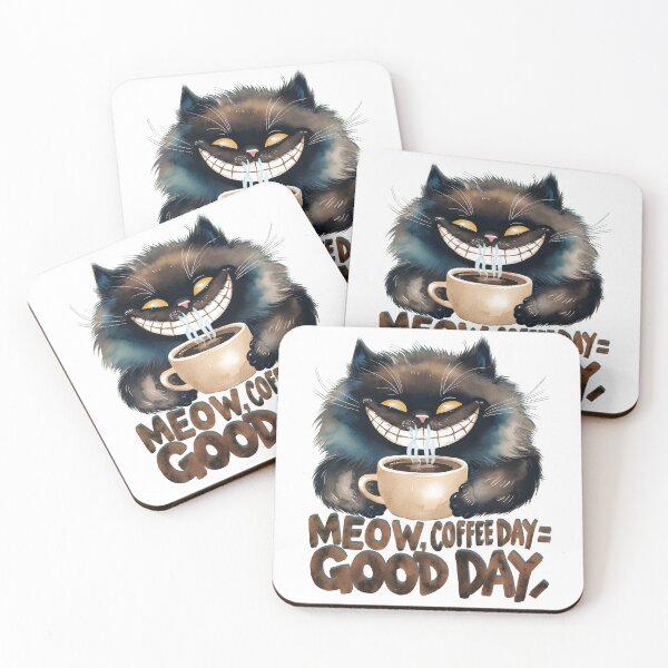 Item preview, MOEW, COFFEE DAY GOOD DAY - CRAZY CAT DRINKING COFFEE designed and sold by justyna-s28.