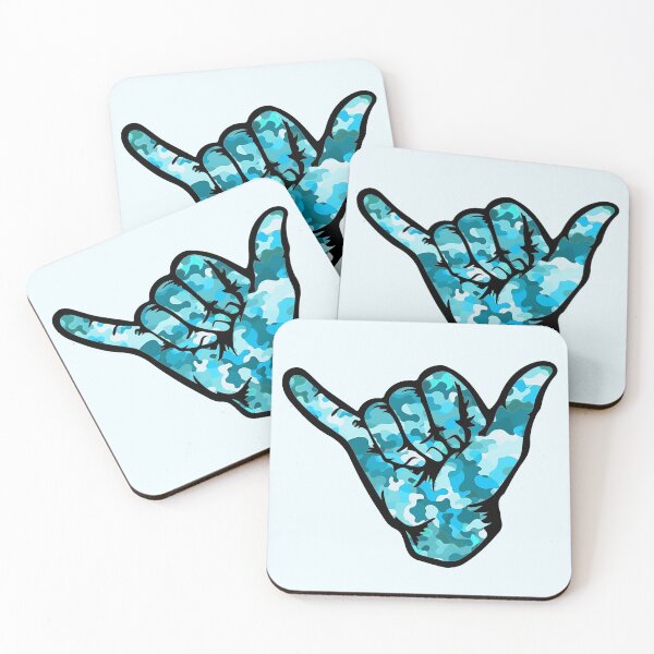 Aperçu de l'œuvre Shaka Hand ALOHA (camouflage bleu sarcelle) créée et vendue par Margival.