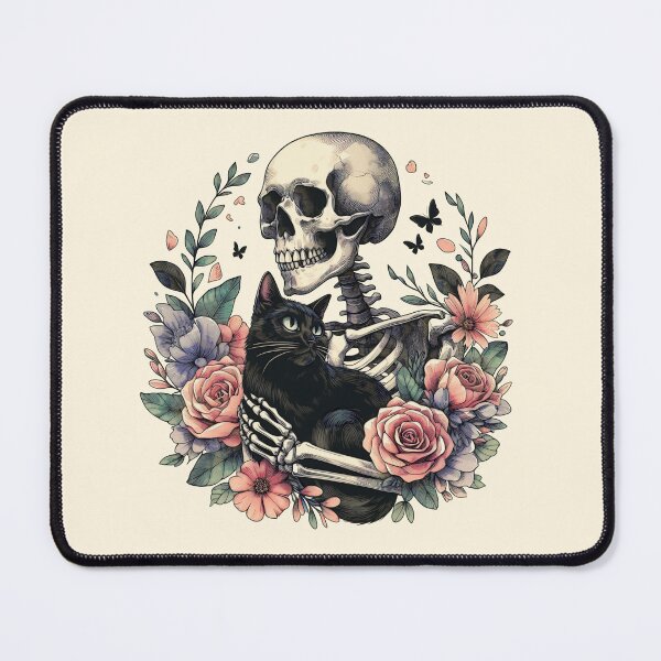Item preview, Skeleton Hugging Cat, Flowers Skeleton, Black Cat, Skeleton Holding A Cat, Skeleton Cat Kitten Lover Skull Kitty Pet Owner designed and sold by Collagedream.