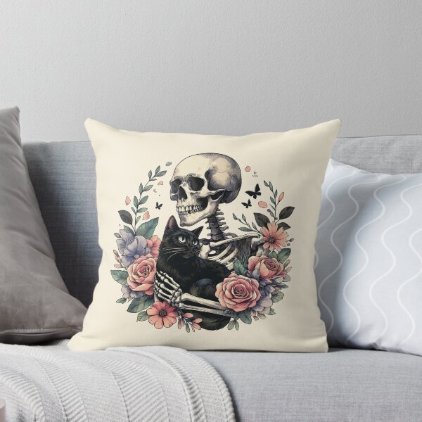 Item preview, Skeleton Hugging Cat, Flowers Skeleton, Black Cat, Skeleton Holding A Cat, Skeleton Cat Kitten Lover Skull Kitty Pet Owner designed and sold by Collagedream.