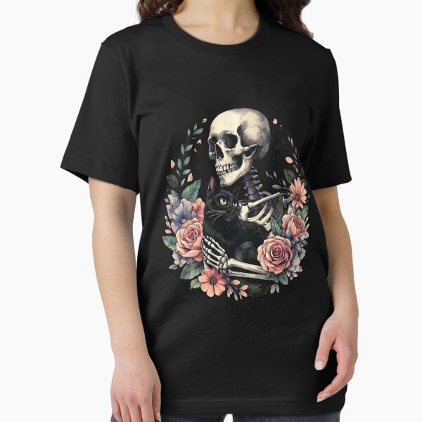 Item preview, Skeleton Hugging Cat, Flowers Skeleton, Black Cat, Skeleton Holding A Cat, Skeleton Cat Kitten Lover Skull Kitty Pet Owner designed and sold by Collagedream.