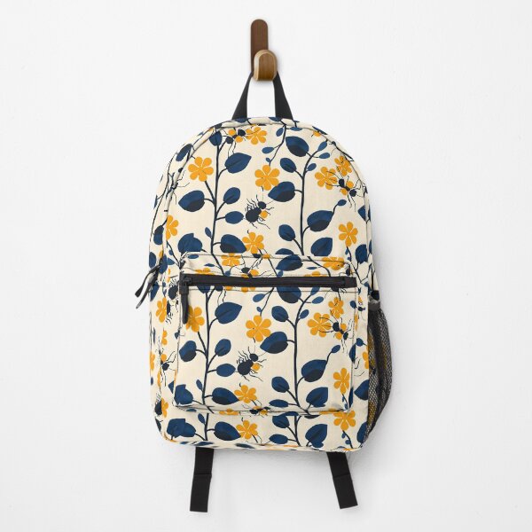 Item preview, Ants and flowers yellow blue pattern designed and sold by Folksy Living.