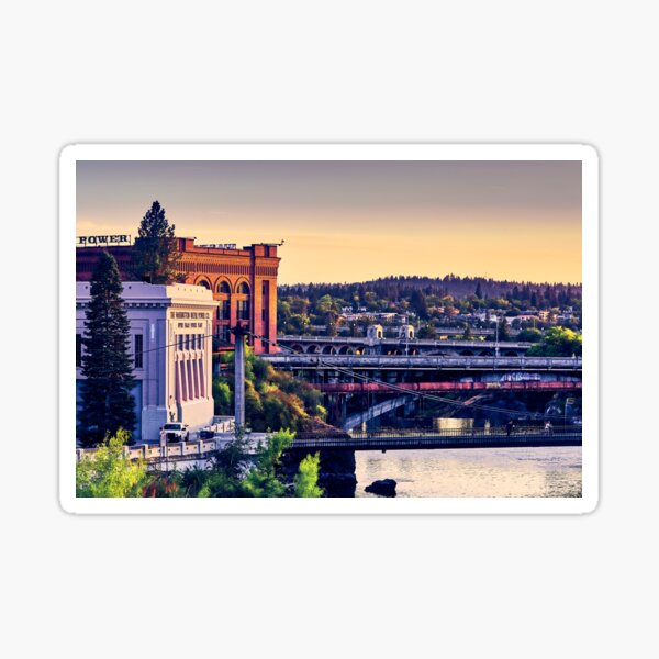 Artikel-Vorschau von Sonnenuntergang über Washington Wasserkraft, Spokane River, designt und verkauft von Acorns + Oak Photography.