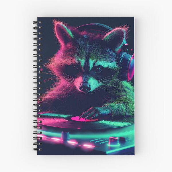Item preview, Raccoon DJ in Neon Lights, Spinning Vinyl Stickers designed and sold by joyfulk8.