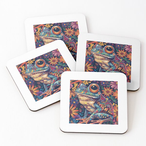 Item preview, Enchanted Cosmic Frog amidst Blooming Flowers designed and sold by PICbyFemke.