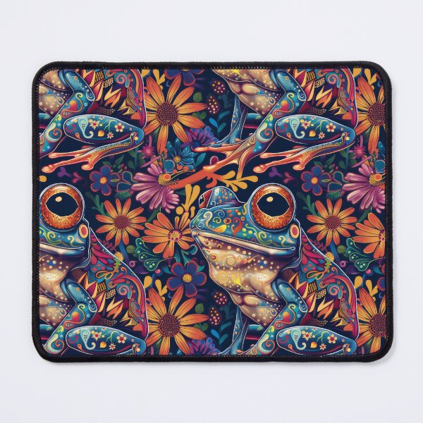 Item preview, Enchanted Cosmic Frog amidst Blooming Flowers designed and sold by PICbyFemke.