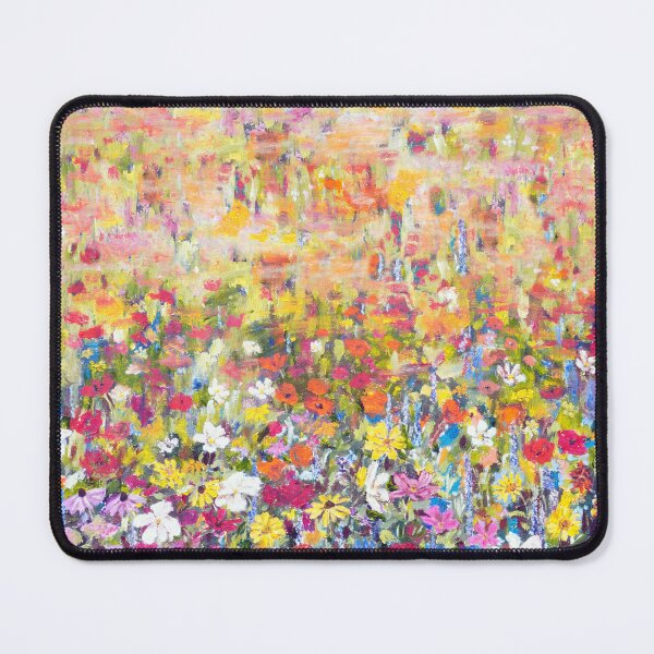 Item preview, passionate blue orange yellow red wildflower field abstract painting hand painted designed and sold by ColorandColor.