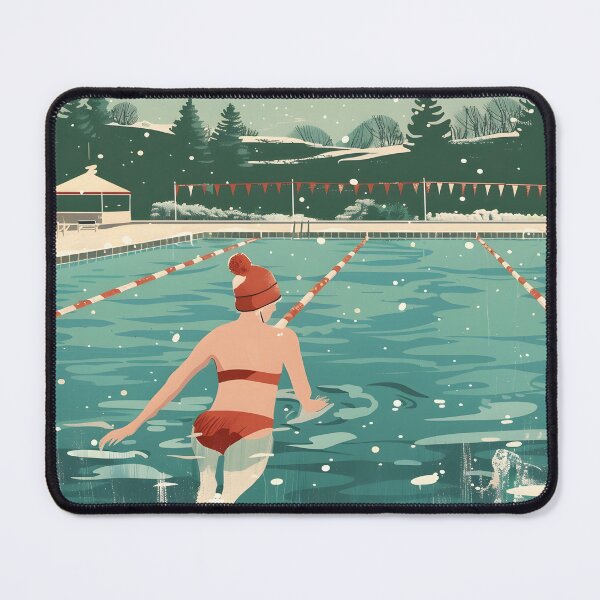 Item preview, Winter swimming in the outdoor pool - retro  designed and sold by Wildflow Creations.