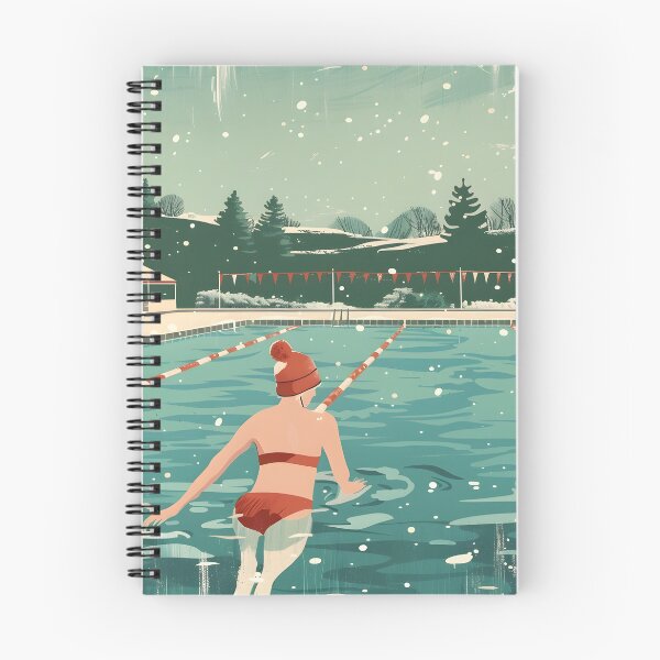 Item preview, Winter swimming in the outdoor pool - retro  designed and sold by Wildflow Creations.