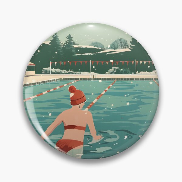 Item preview, Winter swimming in the outdoor pool - retro  designed and sold by Wildflow Creations.