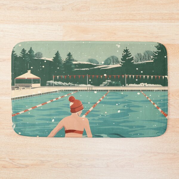 Item preview, Winter swimming in the outdoor pool - retro  designed and sold by Wildflow Creations.
