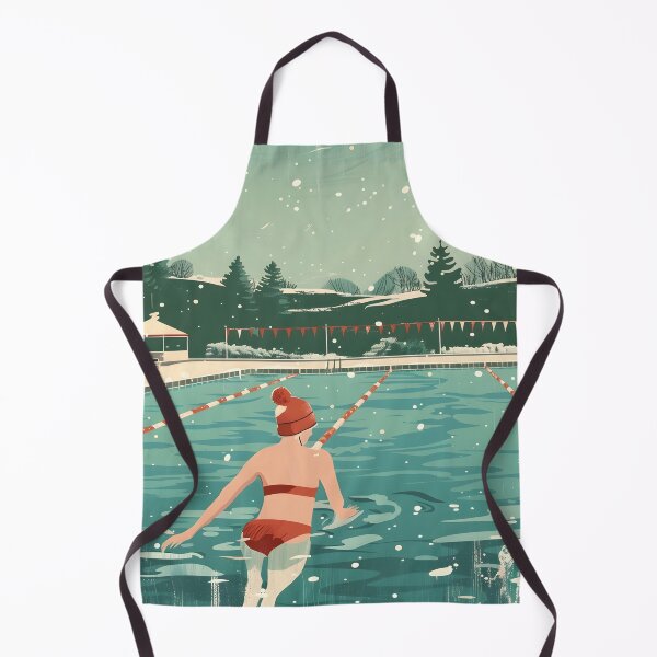 Item preview, Winter swimming in the outdoor pool - retro  designed and sold by Wildflow Creations.