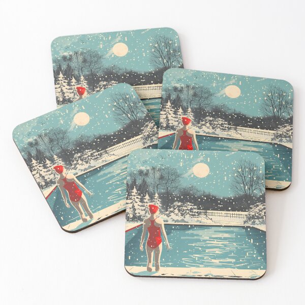 Item preview, Winter swimming in the outdoor pool - retro  designed and sold by Wildflow Creations.