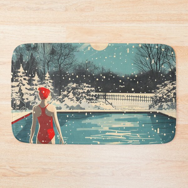 Item preview, Winter swimming in the outdoor pool - retro  designed and sold by Wildflow Creations.