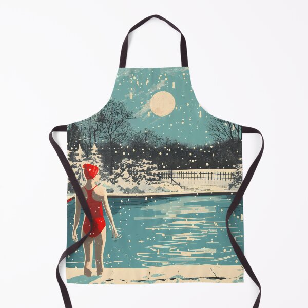Item preview, Winter swimming in the outdoor pool - retro  designed and sold by Wildflow Creations.