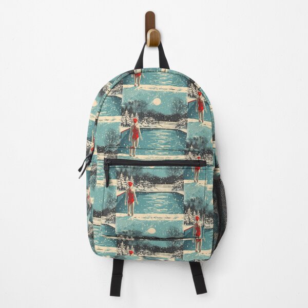 Item preview, Winter swimming in the outdoor pool - retro  designed and sold by Wildflow Creations.