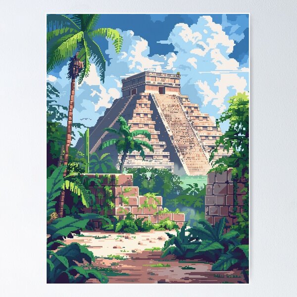 Item preview, Chichen Itza Pixel Art  designed and sold by SaintCurio.