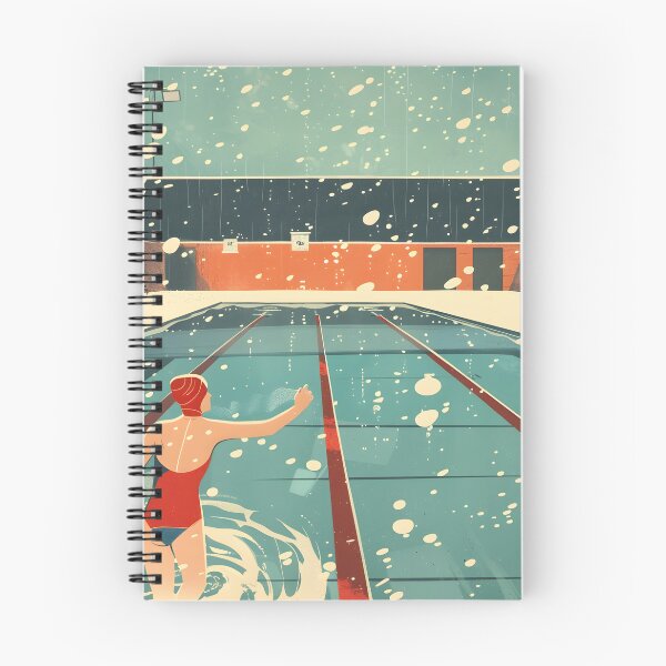 Item preview, Winter swimming outside in the pool while snowing - retro  designed and sold by Wildflow Creations.