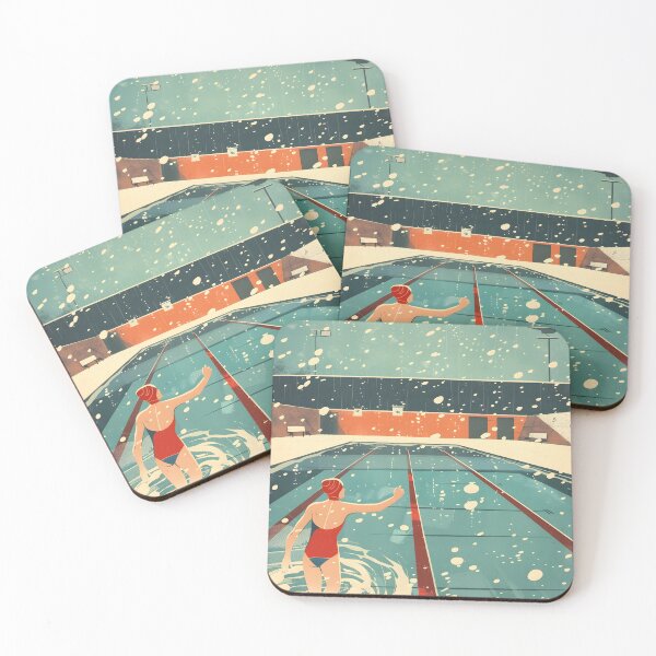 Item preview, Winter swimming outside in the pool while snowing - retro  designed and sold by Wildflow Creations.