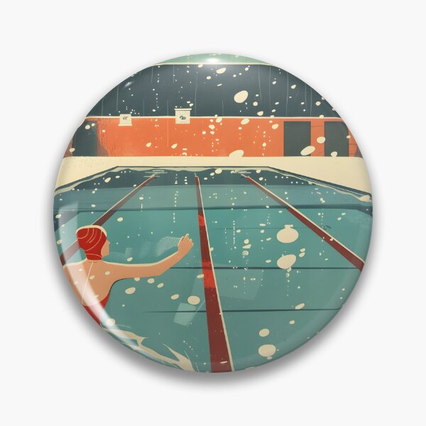 Item preview, Winter swimming outside in the pool while snowing - retro  designed and sold by Wildflow Creations.