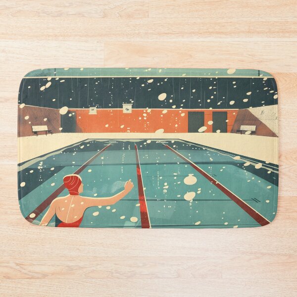 Item preview, Winter swimming outside in the pool while snowing - retro  designed and sold by Wildflow Creations.