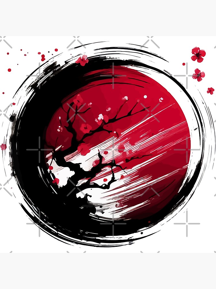 Sumie Enso Japanese Brushstroke Sakura Cherry Tree Blossom
