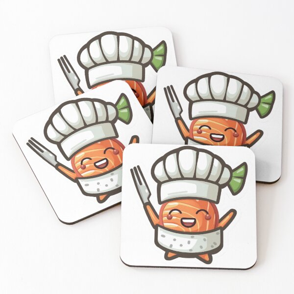 Item preview, Sushi Emoji Chef Sampling Delicious Dish with Fork and Knife Stickers designed and sold by joyfulk8.