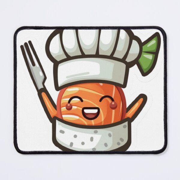 Item preview, Sushi Emoji Chef Sampling Delicious Dish with Fork and Knife Stickers designed and sold by joyfulk8.