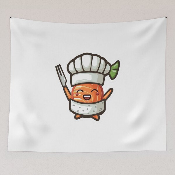 Item preview, Sushi Emoji Chef Sampling Delicious Dish with Fork and Knife Stickers designed and sold by joyfulk8.