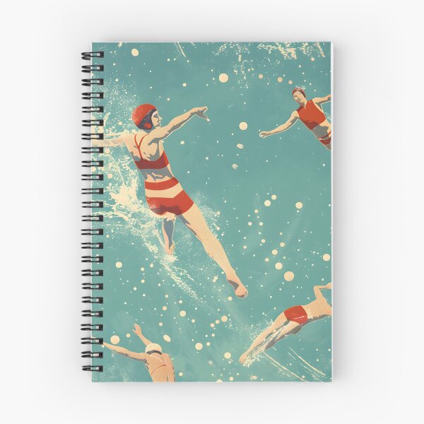 Item preview, Retro swimmers in icy snowy water designed and sold by Wildflow Creations.