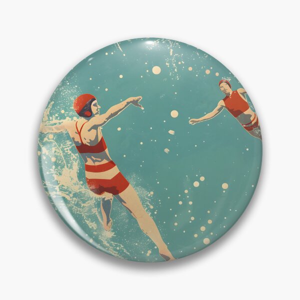 Item preview, Retro swimmers in icy snowy water designed and sold by Wildflow Creations.