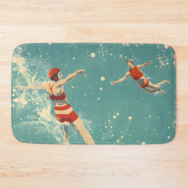 Item preview, Retro swimmers in icy snowy water designed and sold by Wildflow Creations.